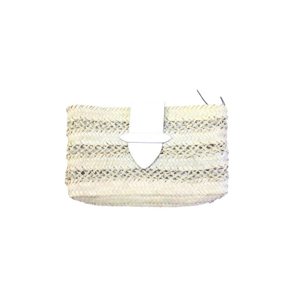 Poolside Womens Woven Straw Clutch Bag Beige